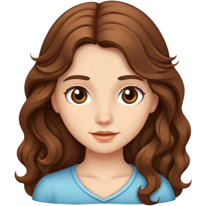 girl with long wavy brown hair and fair skin emoji
