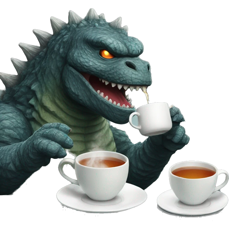 Godzilla drinking tea emoji