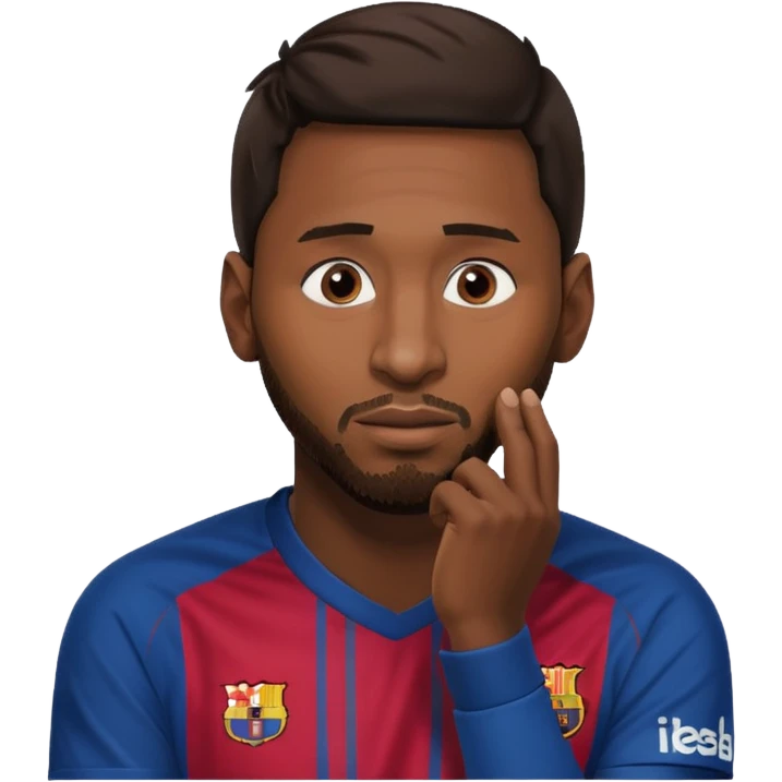 Lionel Messi thinking with his hand on his chin  emoji
