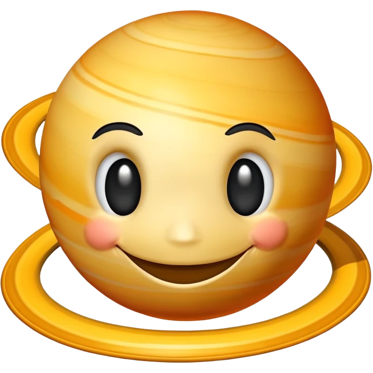Saturn planet with a happy smiling face emoji