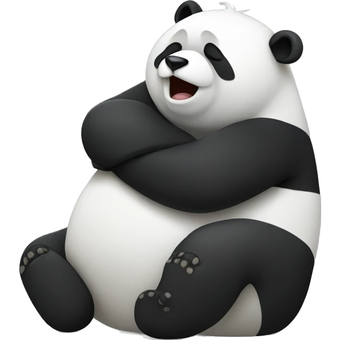 Tired panda stretching emoji