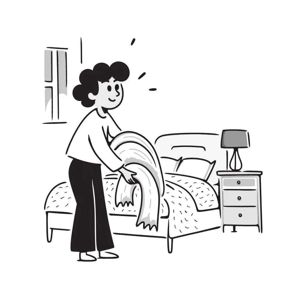 making the bed with pillows and blanket emoji