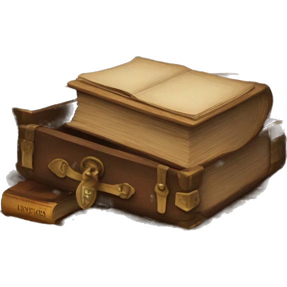 open vintage chest with old books inside  emoji