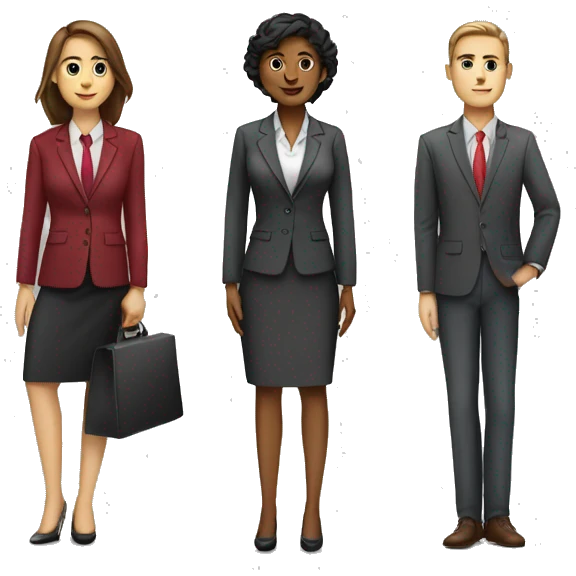 A leadership team of 5 people with different genders and cultures in semi-formal business clothing emoji
