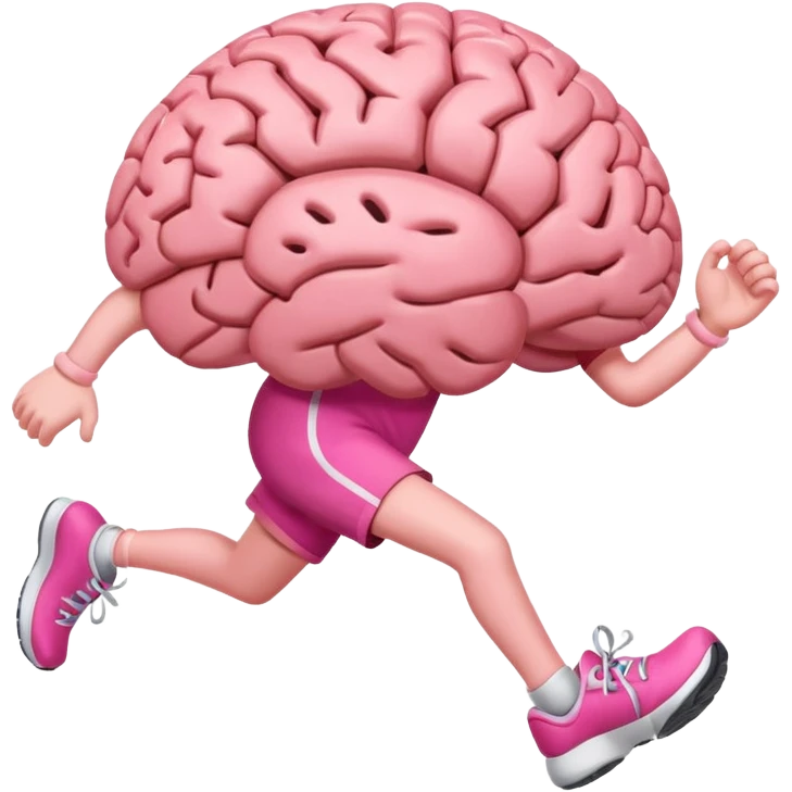Brain with legs, running, cartoon style emoji