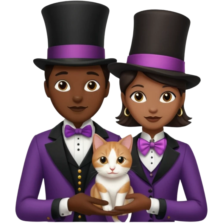 magician couple and their pet cat emoji