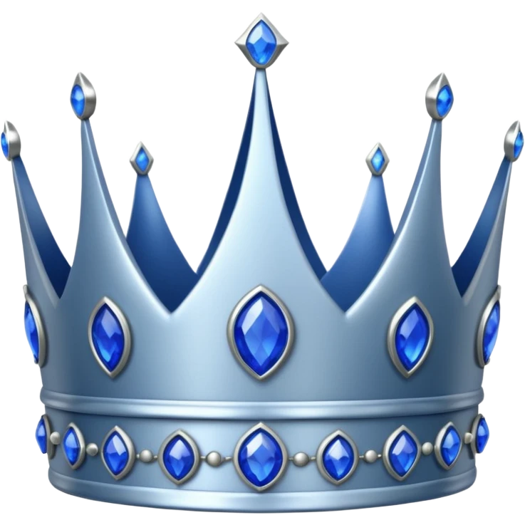 silver crown with blu gems emoji