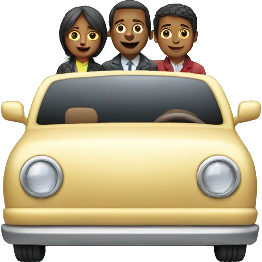 Three seater car. 2 men 1 woman  emoji