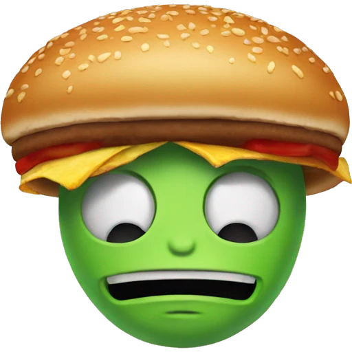 A alien  wit  burger  hat emoji