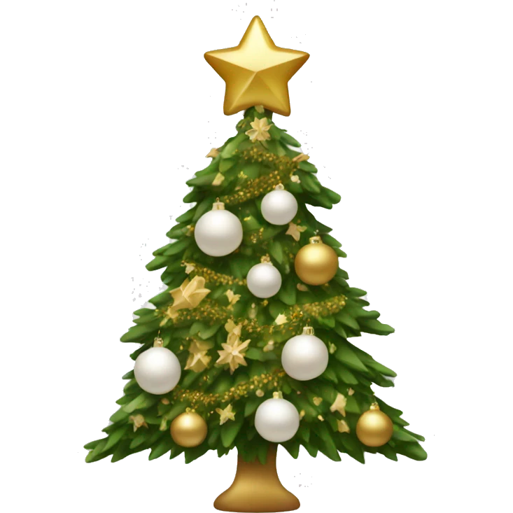 Christmas tree with white and gold decorations emoji