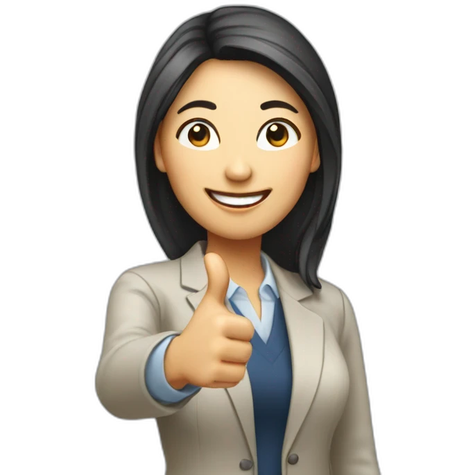 female asian CEO of an IT company thumbs up emoji