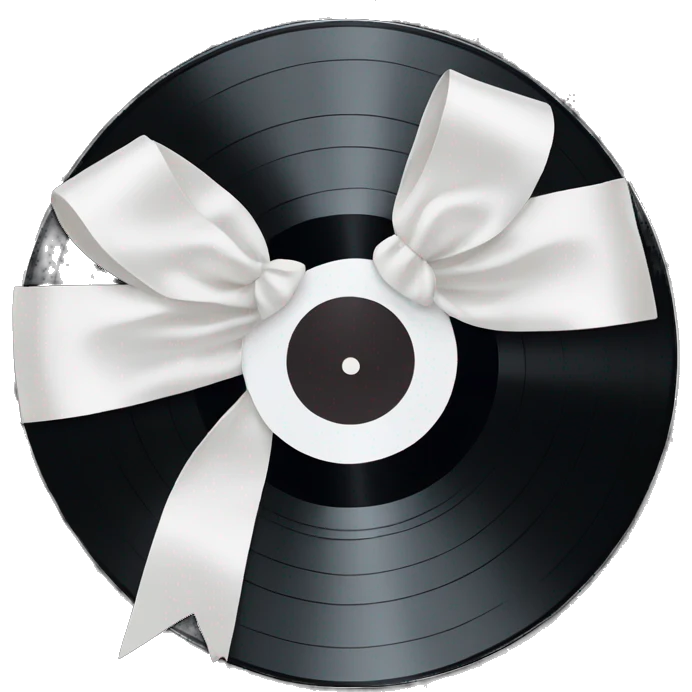vinyl record with white bow emoji