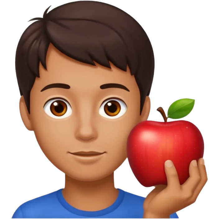 I want you to create an emoji of a spanish sergeant,  He should be a young guy with dark brown hair, brown eyes, his skin color like he’s tan and he’s eating an apple  emoji