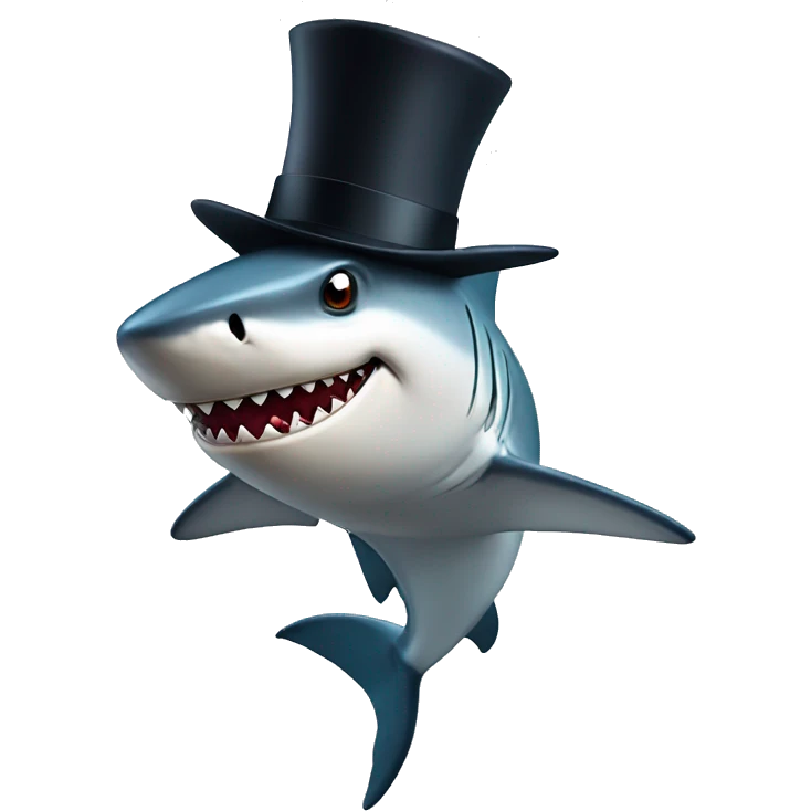 Shark with tophat emoji