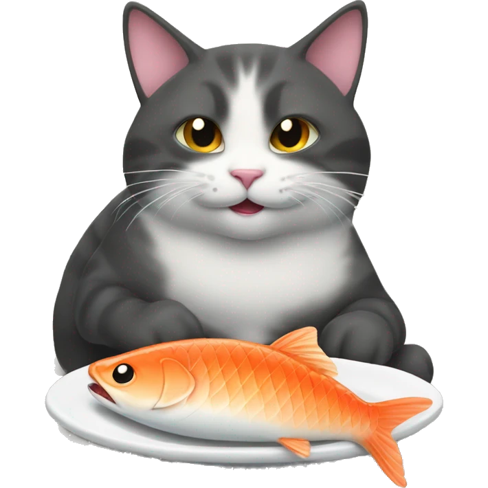 Cat eat fish On fuji emoji