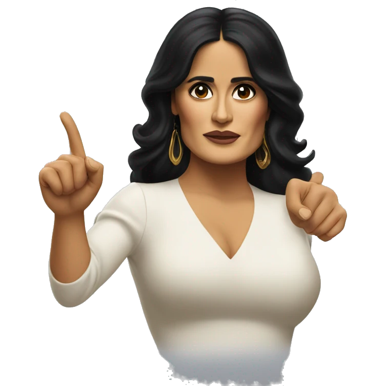 Salma hayek pointing finger forward emoji