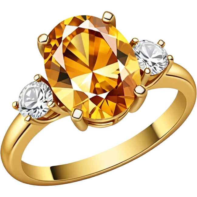 a luxurious gold diamond ring, plain band and large oval diamond stone emoji