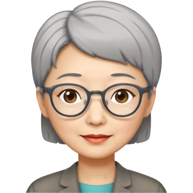 Chinese lady in her 50s with short grey hair and glasses emoji