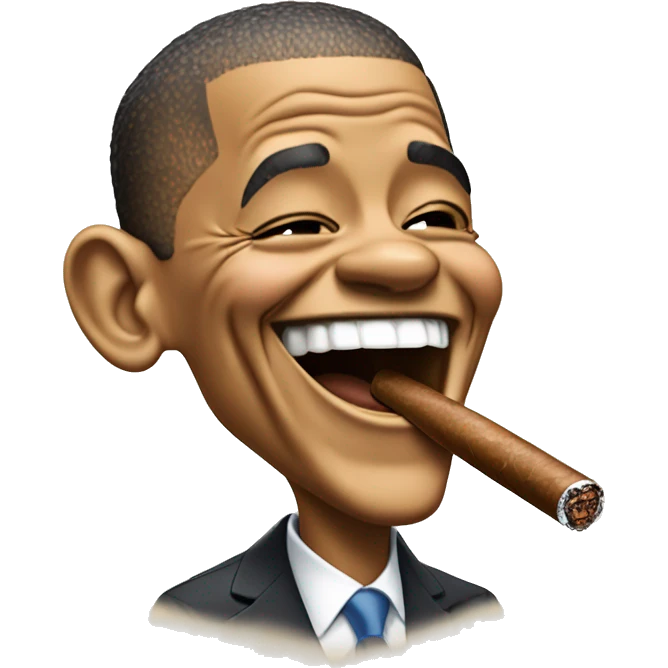 an emoji of Barrack obama laughing with a cigar in hand emoji