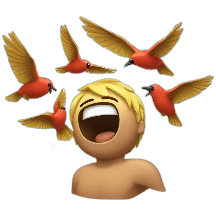 Ko with birds above the head emoji
