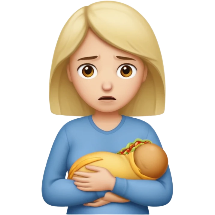 Hungry woman holding stomach because she is hungry emoji
