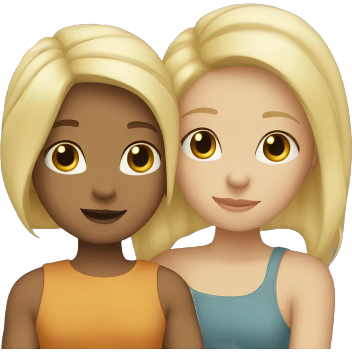 two blond friends hugging each other  emoji