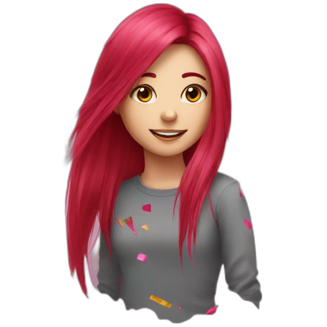 girl-long-straight-rosered-hair-under-confetti emoji