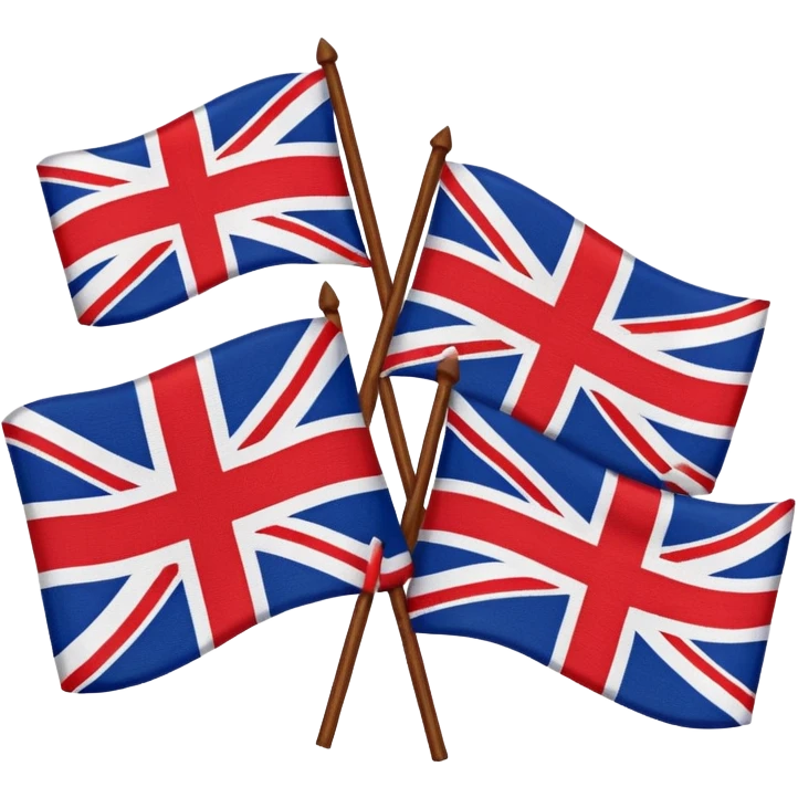 American and British flags crossed together, highly recognizable, bold colors, iconic design emoji