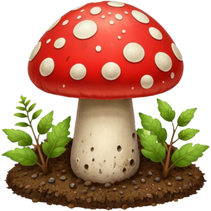 red magic mushroom wiht dirt emoji