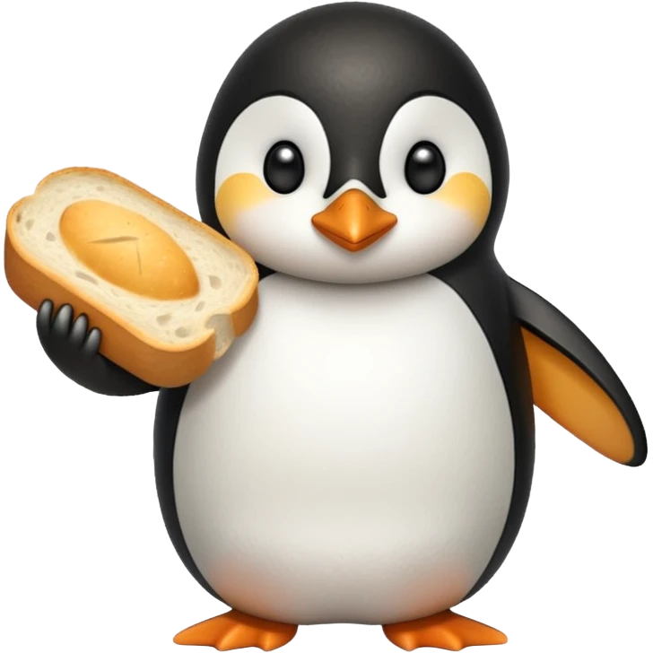 a penguin holding a loaf emoji