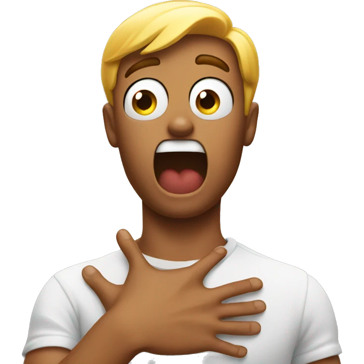 surprised emoji w hand on chest emoji