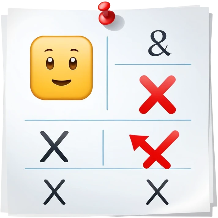 paper with multiple choice answers, a quiz sheet with checkmarks and X marks emoji