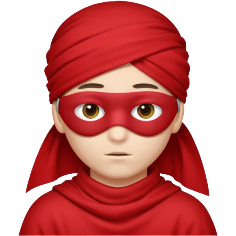 boy wearing red cloth over eyes emoji