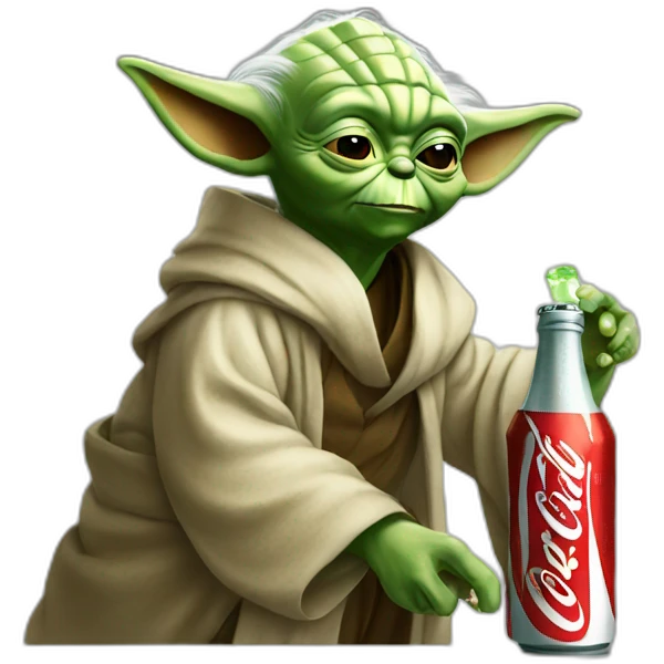 Yoda drinking coca cola emoji