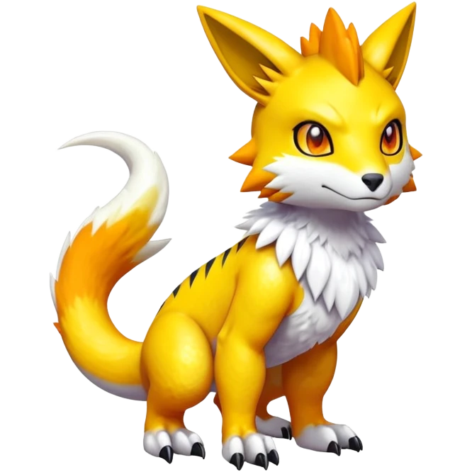 Cute Shiny Agumon-Renamon-Fakémon-hybrid-creature (full body)  emoji