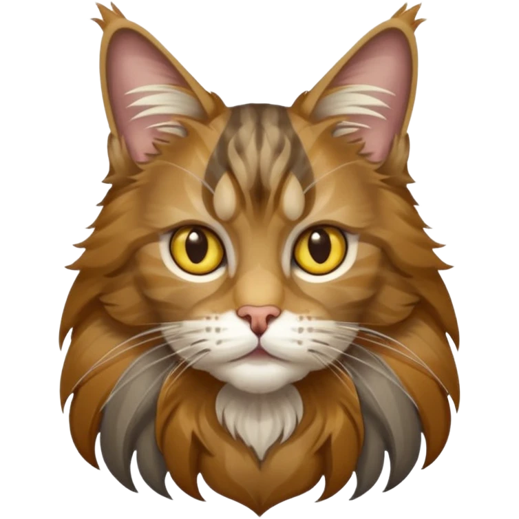 Realizza un gatto di razza maine coon con denti affilatissimi e cattivissimo emoji