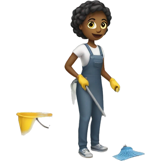 woman cleaning the room emoji