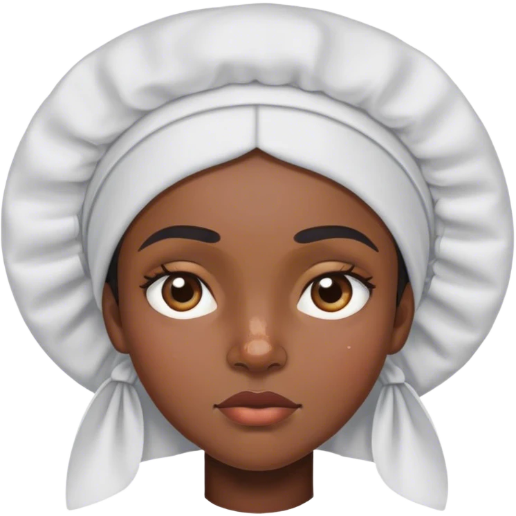 Black girl with a pimple in the middle of her eyebrows with unibrow with bonnet on emoji