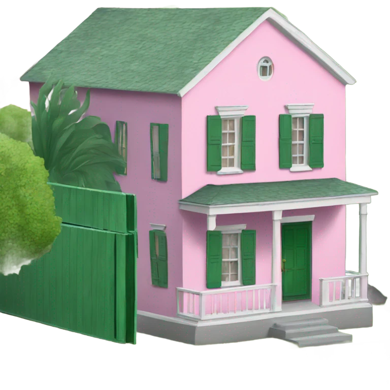 Small pink house green shutters emoji