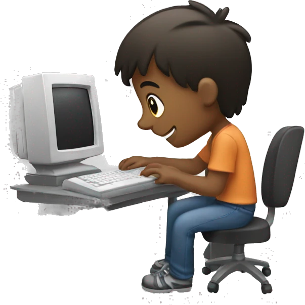 boy playing computer emoji