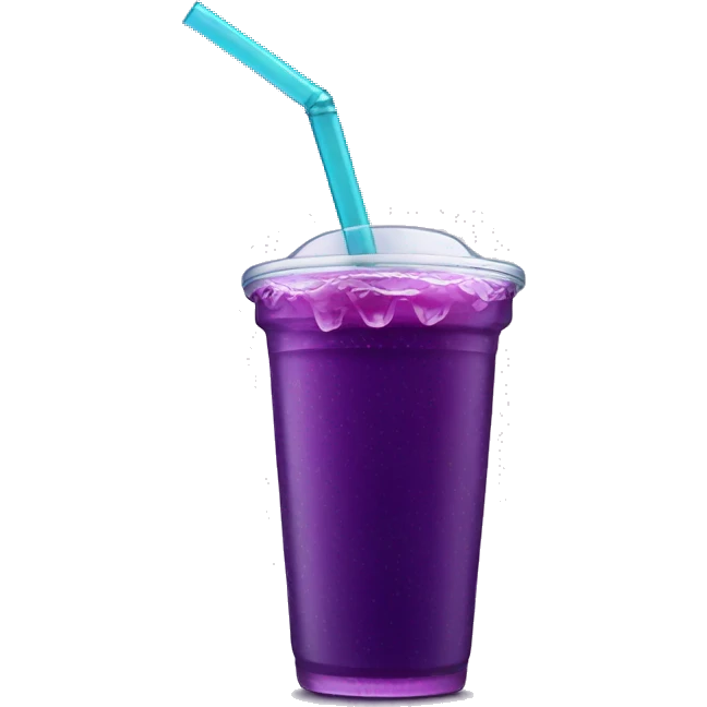 Purple lean juice in a purple cup with ice and a straw and drips going down the cup emoji