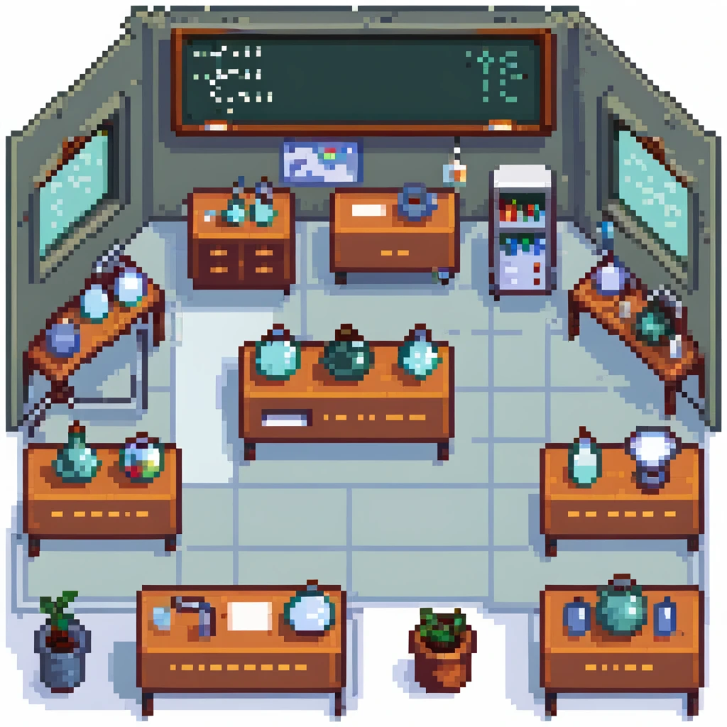 science classroom with lab equipment emoji