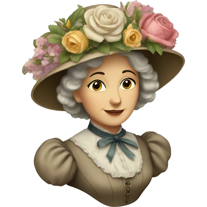 victorian lady  with flowers emoji