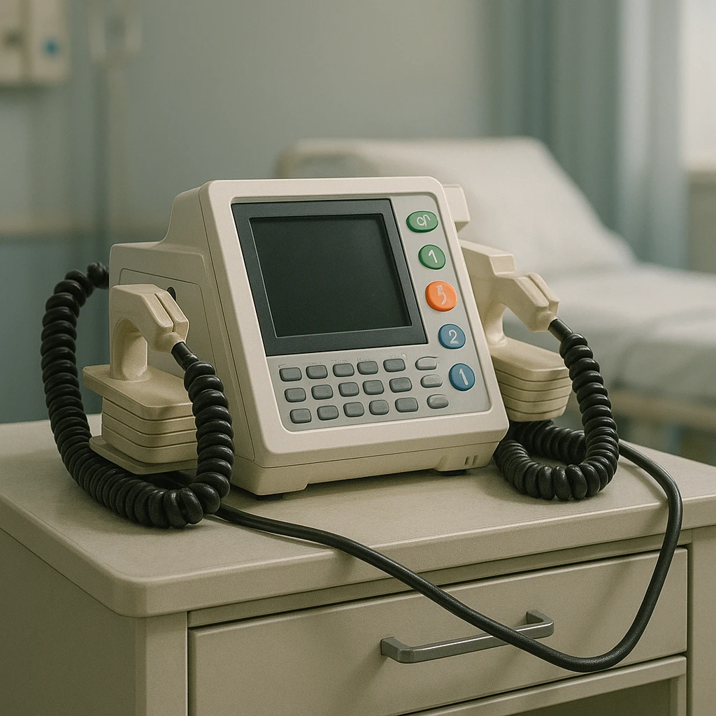 defibrillator, realistic style, detailed, hospital setting, subtle shadows emoji