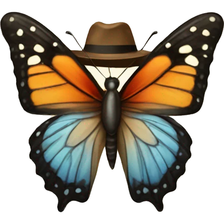 Butterfly with a hat emoji