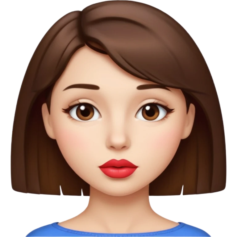 Chica güera,pelo corto,pelo castaño y dando un beso ala pantalla  emoji