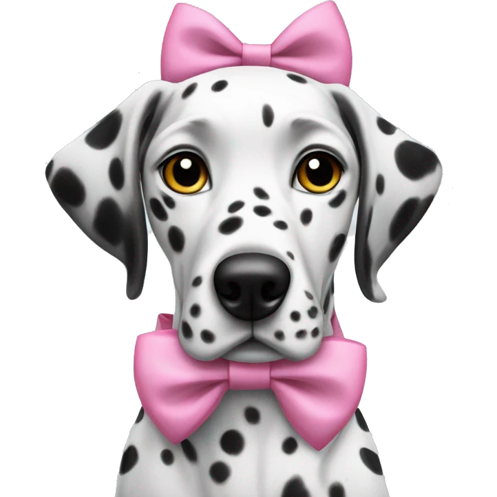 Dalmatian with pink bows on ears emoji