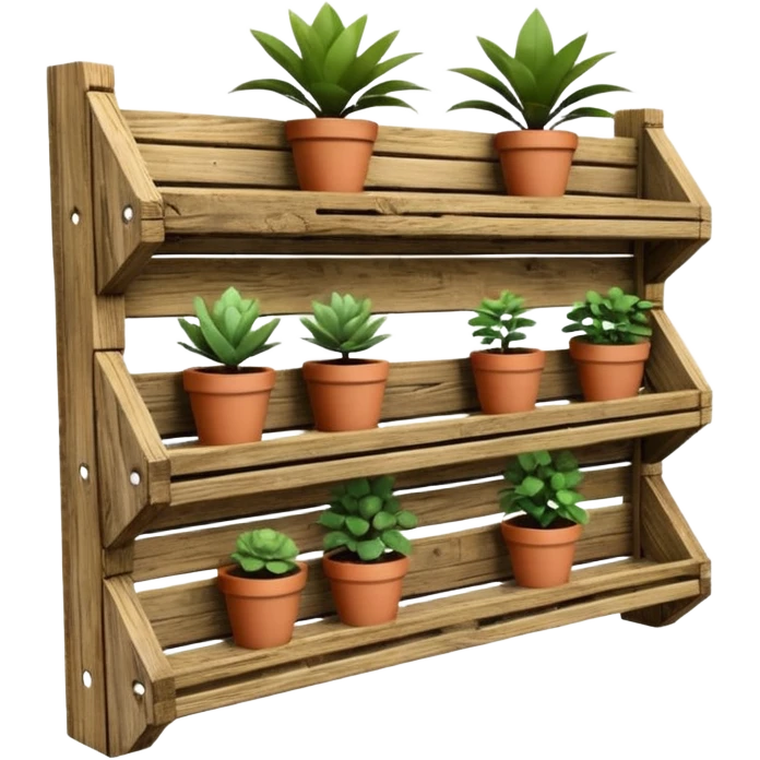 Deep slanted Plant rack made from the wood of old oak pallets  emoji
