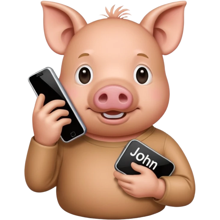 Pig calling me on a phone with the name John pork emoji