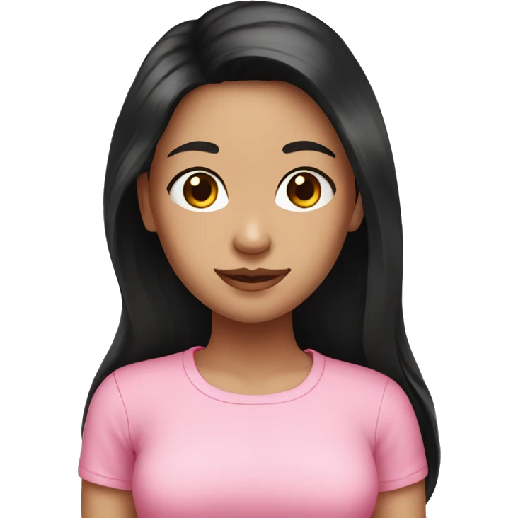 Brunette girl, Black long hair, pink shirt  emoji